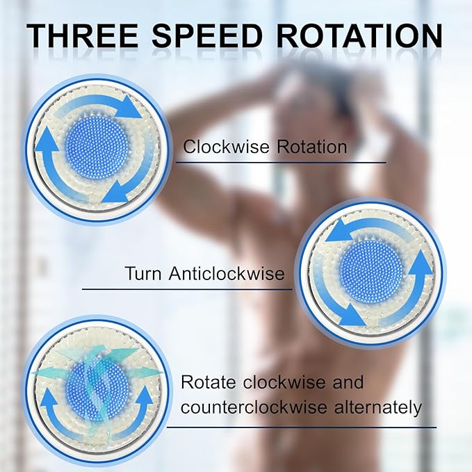 Wall Mounted Shower Back Scrubber, Electric Dry Brushing Body Bush with 3 Speed Adjustment and 3 Adjustable Levels, IPX7 Waterproof Shower Brush for Body with Intelligent Display Screen