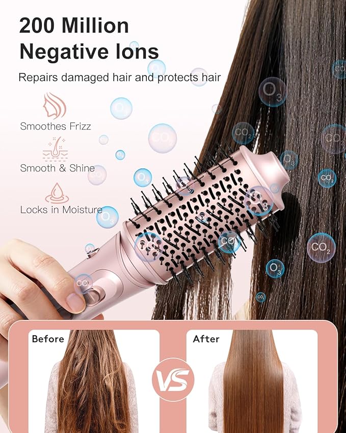 Nimmu Blow Dryer Brush Set, 5-in-1 Hot Air Brush Set, All-in-One Hair Styler for Salon Blowouts, Smoothing, Curling & Volumizing and Straightening, Less Frizz & Heat Damage, Pink