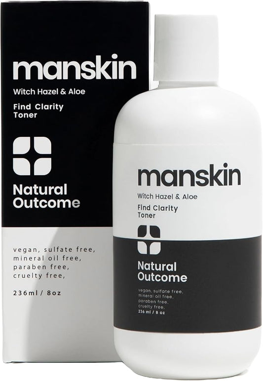 Natural Outcome Man Skin Face Toner | Natural Daily Toner Enhances Men Facial Complexion | Pore Cleansing Facial Astringent with Witch Hazel & Aloe Vera for All Skin Types | 8 Oz