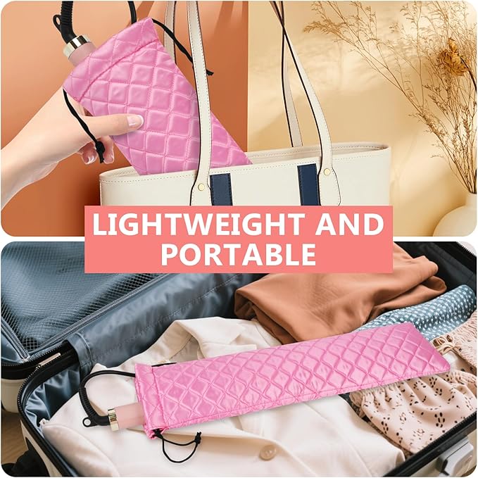 AMIJEAL Heat Resistant Hair Tools Organizer Bag Portable Travel Drawstring Storage Cover Pouch for Hair Straightening Irons, Curling Irons, Flat Irons and Hot Styling Tools(16" x 4.3")