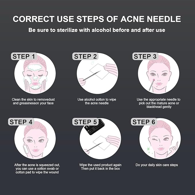 11PCS Blackhead Remover Comedone Extrator Kit, Pimple Extractor Acne Removal Tool Kit, Curved Blackhead Tweezers Kit, Comes with Alcohol Tablets and Magnifying Glasses for Blemish Removal (Iron Box)