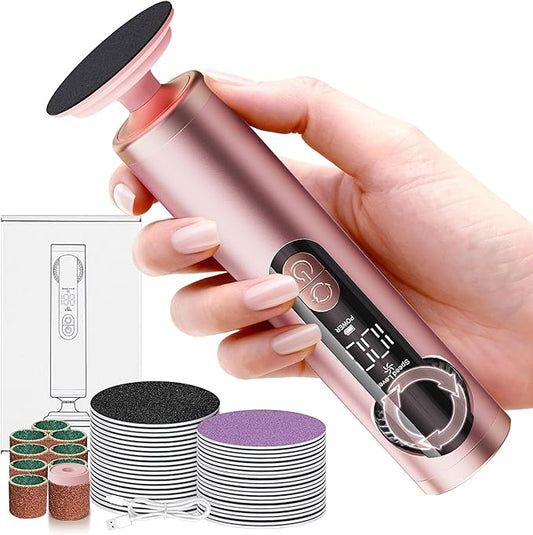 Electric Foot Callus Remover with Adjustable Speed Dial, Rechargeable Pedicure Tools for Feet with Powerful Motor for Dead Skin & Cracked Heel,Electric Foot File with 2 Detachable Discs