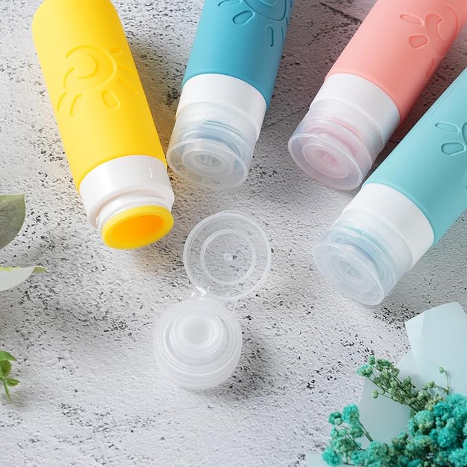 Travel Bottles for Toiletries, TSA Approved Travel Containers 3oz Leak Proof Travel Tubs Refillable Liquid Travel Accessories for Shampoo Conditioner Lotion Body Wash(Multicolored B)