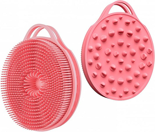 2 in 1 Silicone Body Scrubber, Anti Cellulite Massage Scrubber, Exfoliating Shower Brush for Men & Women, Removes Dead Skin, Reduces Cellulite, Improves Circulation, Fast Dry, Non Slip (1PC, Pink)