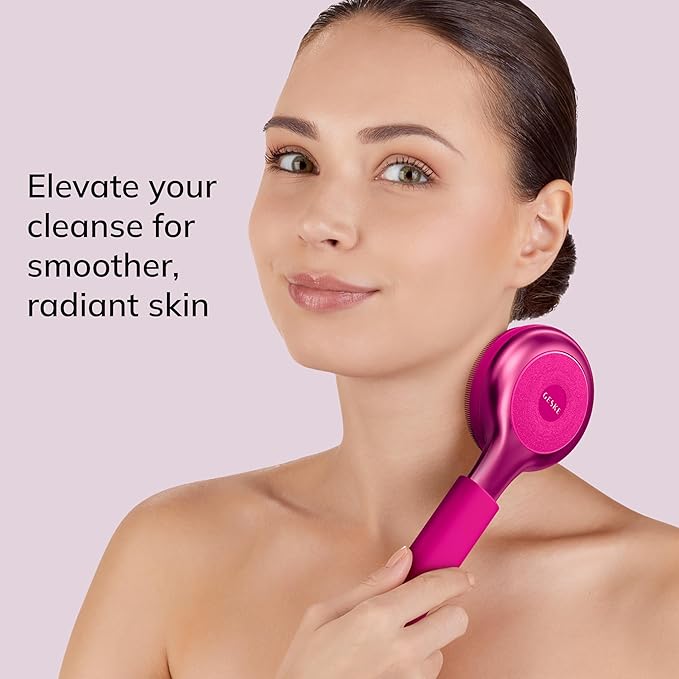 GESKE Sonic Full-Body Brush & Intensive Exfoliator | 8 in 1 | Electric Body Cleansing Brush | With SmartSonic Pulsations | Deep Cleansing, Exfoliation, Massage | Extendable Handle | Rough Skin Remover