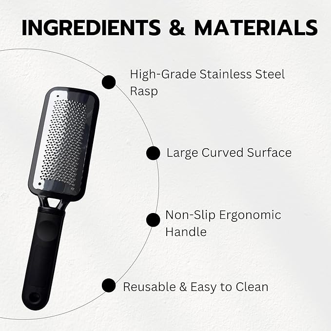 Jaws Podiatry Large Foot File and Callus Remover - Professional Pedicure Rasp for Hard, Dry, Cracked Skin - Wet or Dry Use - Ergonomic Design