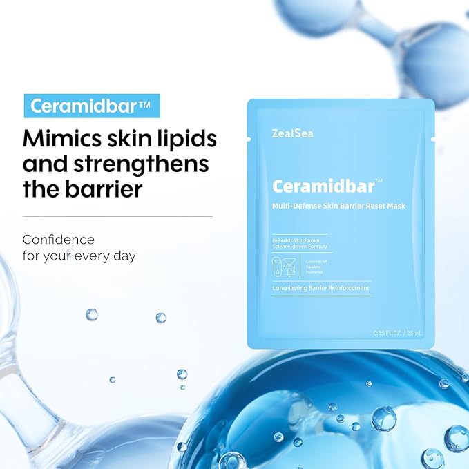 ZealSea Cicalix & Ceramidbar Face Masks Skincare, All-in-one Proven Derm Solution Facial Mask for Visibly Soft | Plump | Quenching | Anti-aging, Soothing & Refreshing, Strengthen & Restore, 4+4 Duo