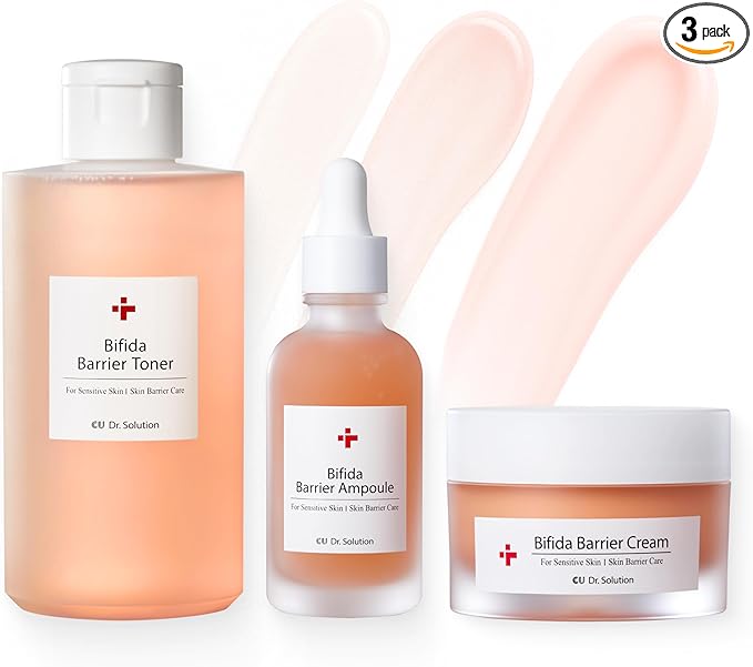 Bifida Barrier Toner, Ampoule, and Cream, Korean Skincare Set