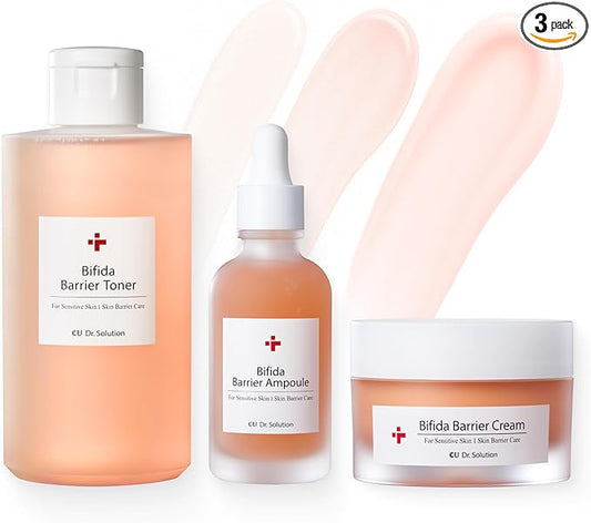 Bifida Barrier Toner, Ampoule, and Cream, Korean Skincare Set