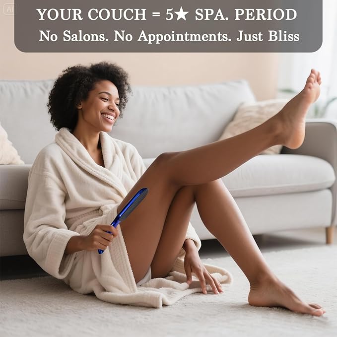 Hard Skin Remover Nano Glass Foot File with Non-Slip Ergonomic Handle, Professional Veinsgrain Foot Care Pedicure Tools for Smooth Feet (Blue)