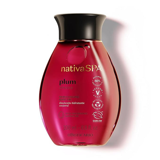 Nativa SPA by O Boticario Plum Body Oil, Enriched with Purified Quinoa Drops to Boost Hydration, 6.8 Ounce