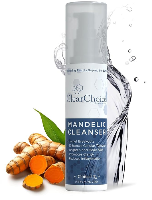 Clear Choice Mandelic Acid Cleanser – Exfoliating Face Wash with Mandelic Acid, Turmeric & Enzymes | Gentle Daily AHA Cleanser for Smooth, Radiant Skin | Award-Winning Professional Formula 6.7 oz