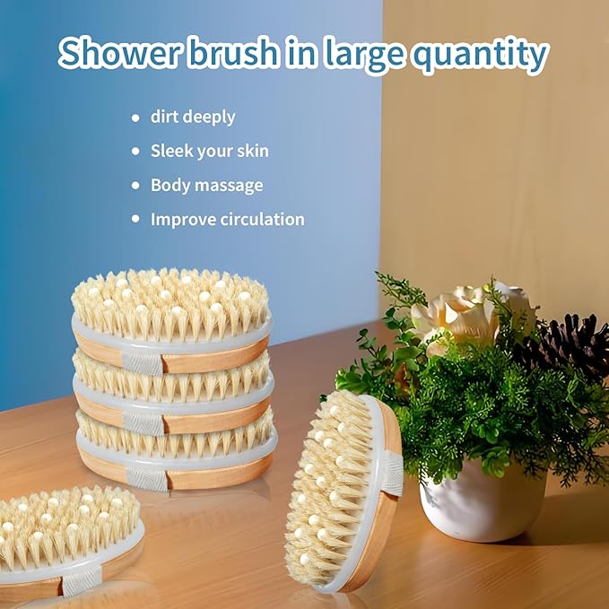 12 Pcs Dry Brushes for Body Exfoliating Brush and Massage Nodule Scrubber Beauty Exfoliator with 12 Hooks for Shower, Bath, and Back Circulation Improvement Dead Skin Remove (Oval)