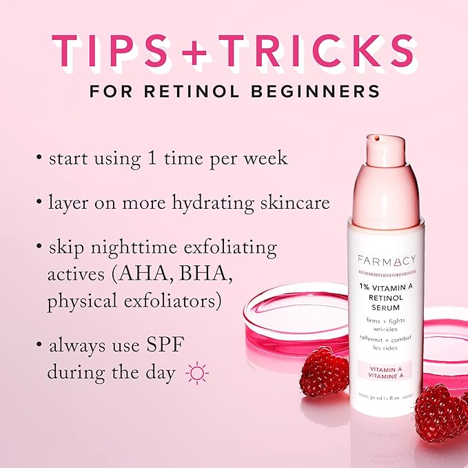 Farmacy Vitamin C & Retinol Serum Bundle - Waterless Vitamin C Face Serum & 1% Vitamin A Resurfacing Retinol Serum