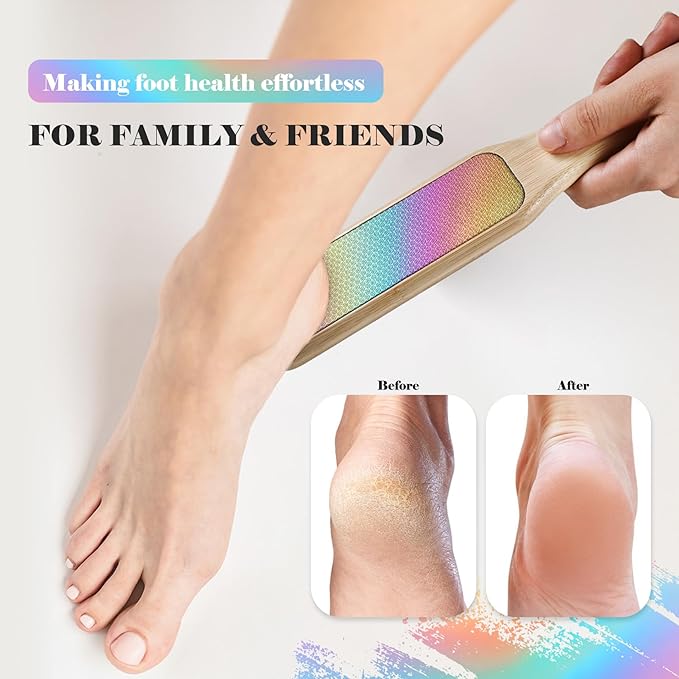 BALUCA Hard Skin Remover Foot File - Foot Callus Remover, Durable Foot Scrubber, Dead Skin Remover, Hygienic Pedicure Tool, Long Lasting Foot Buffer, Soft Smooth Feet (Bamboo)