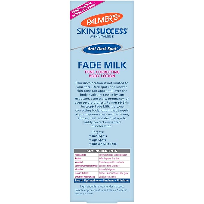 Palmer's Skin Success Anti-Dark Spot Fade Milk Body Lotion, 8.5 Oz, Moisturizer with Niacinamide, Fades Age Spots, Helps Uneven Skin Tone & Hyperpigmentation, Dermatologist Approved