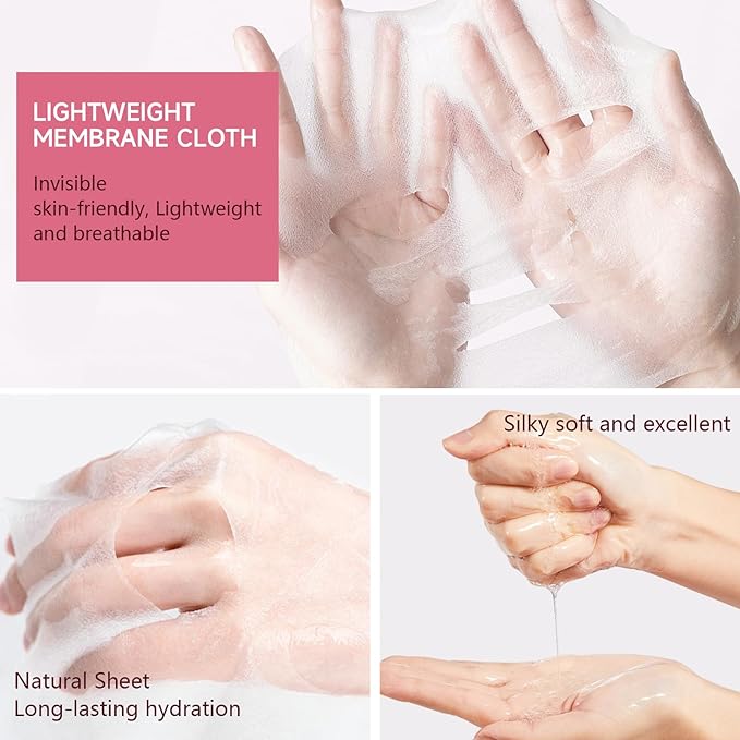 5 Pack Sheets Face Masks Skincare For All Skin Types, Cherry Facial Sheet Masks, Hydrating Facial Sheets Mask for Firming, Sheet Mask with Cherry Blossom Face Mask for Glowing Skin