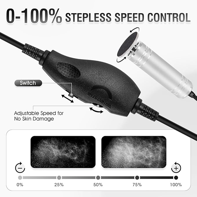 Electric Foot File Callus Remover: Adjustable Speed Feet File Grinder with 60 Pcs Sandpaper Discs - Professional Pedicure Tools for Dead Skin Calluses (Sliver)
