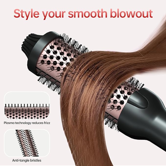 Negative Ion Thermal 1.5 Inch Brush for Blowout Look, Ceramic Curling Brush with Anti-Scald Nylon Bristles,10 Temps & Auto Shut-Off, Dual Voltage Travel Hair Styling Tool