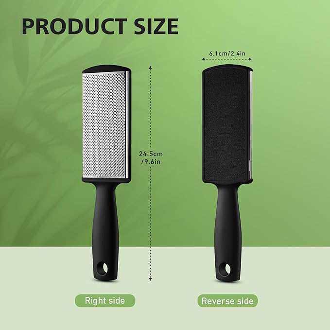 BALUCA Foot Files Callus Remover Stainless Steel Foot Rasp and Dual Sided Feet File Professional Scrubber Pedicure Tools Premium for Feet Care Remove Hard Skin, Black