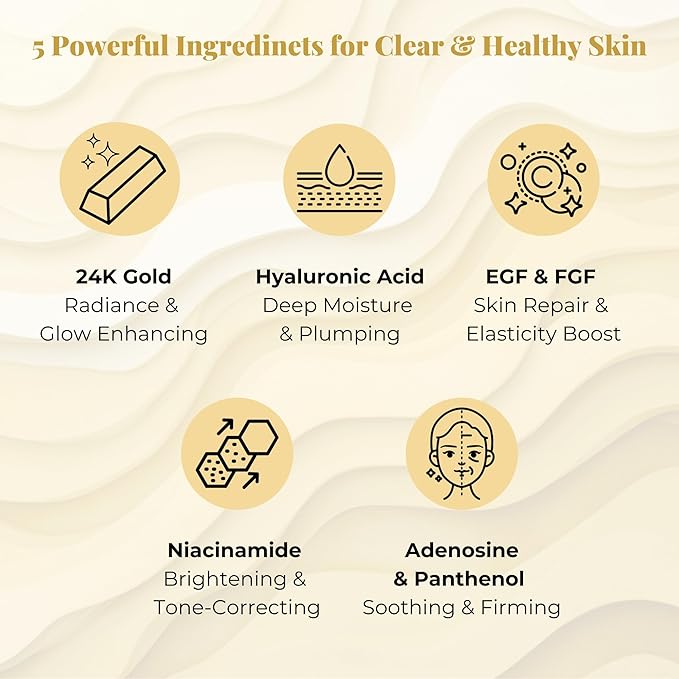 BMBCO 24K Gold Collagen Serum – Anti-Wrinkle & Skin Tightening, Deep Hydration & Brightening, EGF & Peptides Face Serum for Youthful Glow