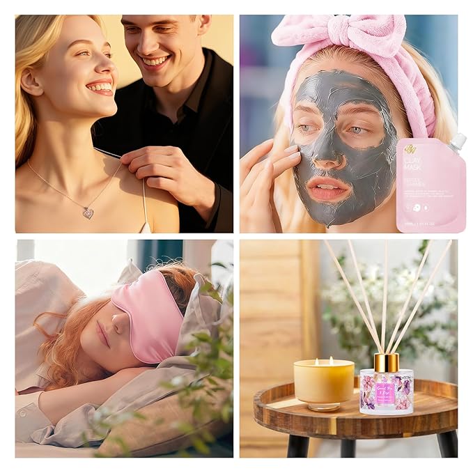 35 Pcs Christmas Gift for Women, Rose Bath and Body Gift Basket, Facial Skin Care Set, Self Care Pampering Kit, Face Sheet Mask, Home Spa Pack, Perfume, Birthday, Valentines, Mother Day, Bridal Shower