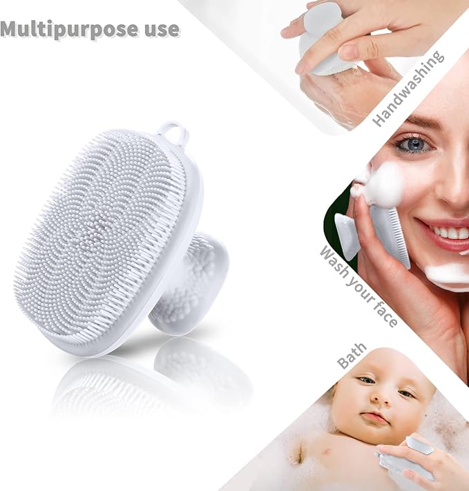 Silicone Face Scrubber for Men Facial Cleansing Brush Silicone Face Wash Brush Manual Waterproof Cleansing Skin Care Face Brushes for Cleansing and Exfoliating (White)