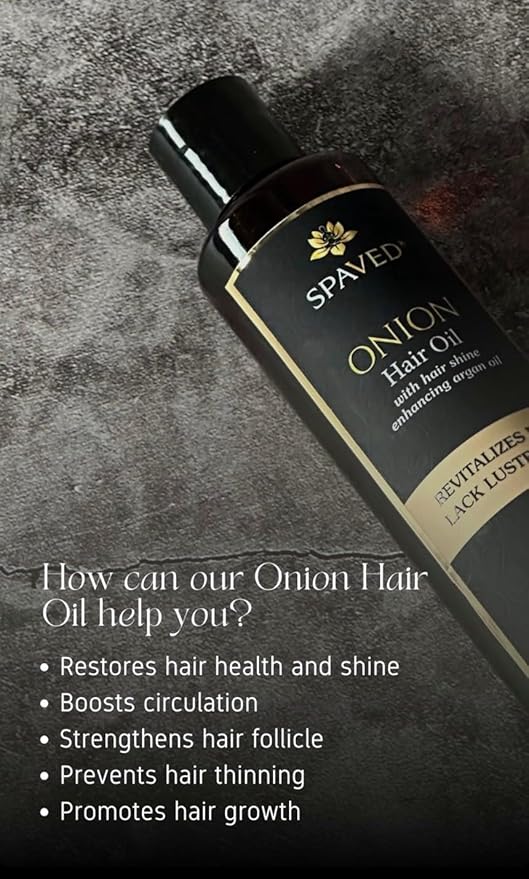 Onion Hair Oil with Rosemary & Argan – Natural Hair Oil for Hair Growth, Dandruff & Itchy Scalp – Vitamin E, Jojoba Oil – Sulfate-Free, Paraben-Free