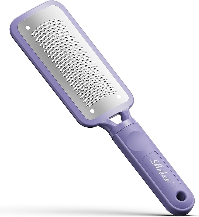 BALUCA Professional Foot File & Callus Remover - Stainless Steel Foot Rasp & Metal Feet Scrubber, Pedicure Tool for Hard Skin & Dead Skin Removal, Cracked Heel Repair for Baby Soft Feet (Purple)