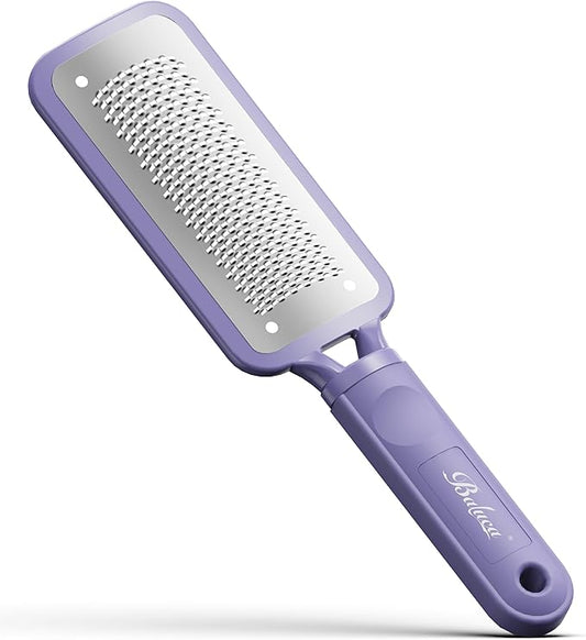 BALUCA Professional Foot File & Callus Remover - Stainless Steel Foot Rasp & Metal Feet Scrubber, Pedicure Tool for Hard Skin & Dead Skin Removal, Cracked Heel Repair for Baby Soft Feet (Purple)