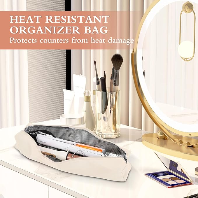 Professional Hot Hair Tools Organizer Bag Portable Travel Heat Resistant Storage Case Pouch for Curling Irons, Flat Irons, Hair Straightener and Styling Tools(17.7" x 3.2"x 3.2")