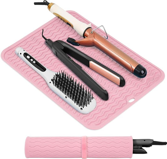 Oversize Silicone Heat Resistant Mat, Portable Travel Mat Cover for Curling Irons, Flat Irons, Hair Straightener and Hot Hair Styling Tools(14.2" x 11")