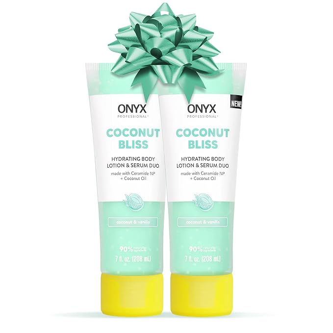 Onyx Professional Hydrating Body Lotion & Serum Duo with Ceramide NP & Coconut Oil, Coconut Bliss, 7 fl oz, 2pk