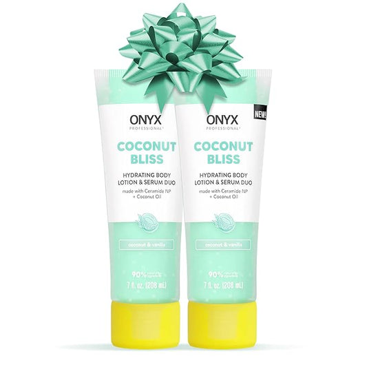 Onyx Professional Hydrating Body Lotion & Serum Duo with Ceramide NP & Coconut Oil, Coconut Bliss, 7 fl oz, 2pk