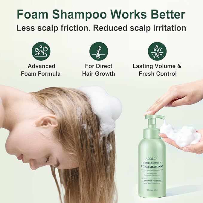 Biotin & Rosemary Shampoo for Hair Growth, Hair Loss Shampoo for Men and Women, 12-Component Synergistic Blend for Visibly Thicker Hair - 13.53 fl oz (Pack of 2)