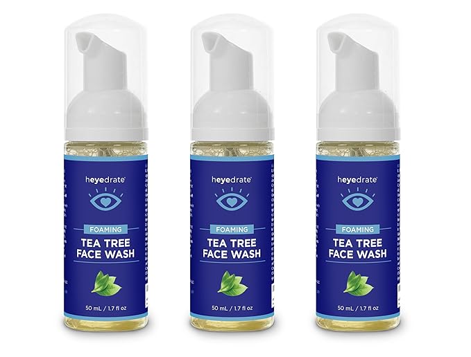 Foaming Tea Tree Face Wash and Eyelid Cleanser for Women - Made With Organic Ingredients & Aloe Vera, 3 Pack - 1.7 Ounces