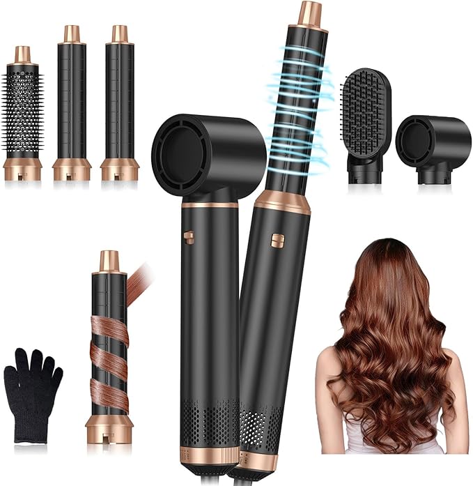 5 in 1 Blow Dryer Brush, Upgrade Hair Dryer Brush Air Curler Air Curling Wrap Styler, Detachable Hot Air Brush Negative Ion Curling Brush Iron, Hair Styling Tools for Drying Curling Straightening