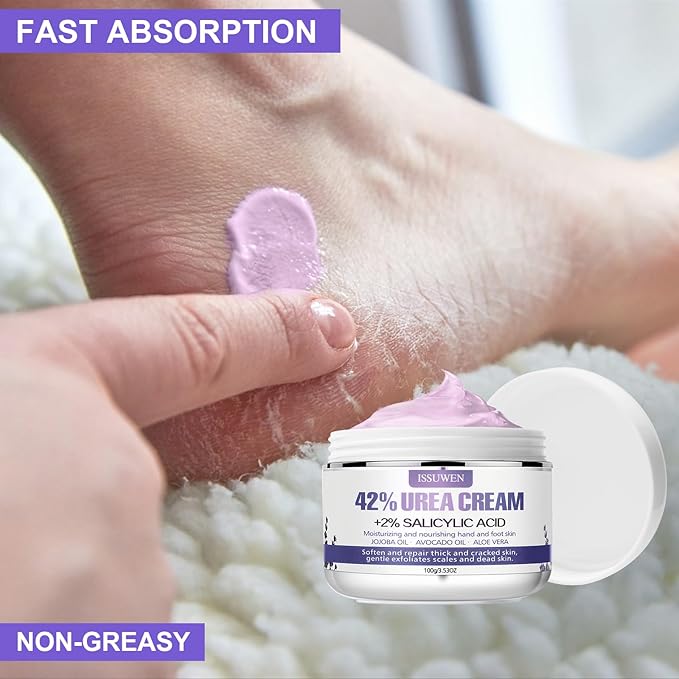 Charmonic Urea Cream 42% Plus Salicylic Acid 2%, Lavender Foot Cream for Dry Cracked Heels Treatment Knees Elbows Hands Repair Treatment, Callus Remover for Feet, Foot Lotion for Dry Cracked Feet
