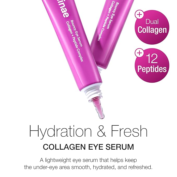 Peptide & Collagen Eye Serum for Hydrated, Smooth-Looking Under Eyes with Niacinamide | Fragrance Free, Sensitive Skin Safe | Korean Skincare, 30ml, 1 fl.oz