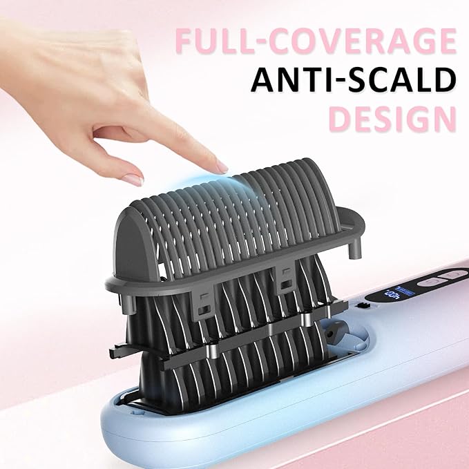 BEAUTYOVO Travel & TSA-Friendly Cordless Hair Straightener Brush - Professional Straightening Brush for On-The-Go | 65W Fast Charge in 30 Min | 6 Heat Settings & 300M Ions for Frizz-Free Salon Finish