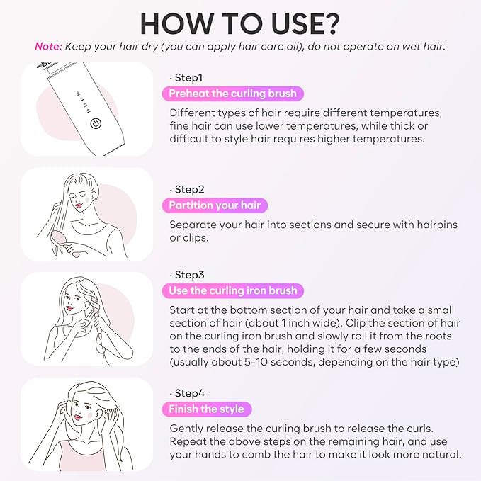 Cordless Curling Iron Brush, 2024 New Portable Travel Curling Iron Mini Brush for Women, 7000Mah USB Rechargeable Curling Wand Brush with Negative Ion, Gray