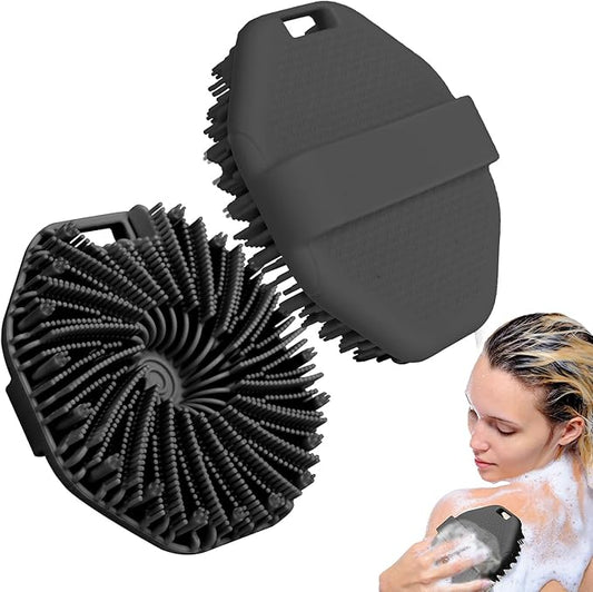 Silicone Body Scrubber, Exfoliating Body Scrubber for Sensitive Skin, Silicone Body Scrubber Shower Brush, Silicone Body Brush for Showering (Black, 1Pcs)