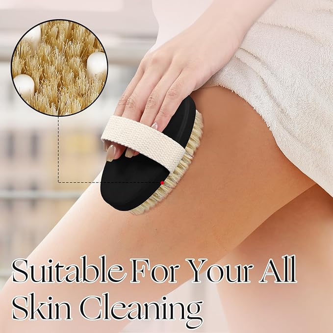 Gejoy 10 Pcs Dry Brushing Body Brush Exfoliating Brush with Massage Nodule Dry Skin Body Scrubber for Shower Bath Back Circulation Improvement Dead Skin Exfoliator (4.92 x 2.56 Inches,Black)