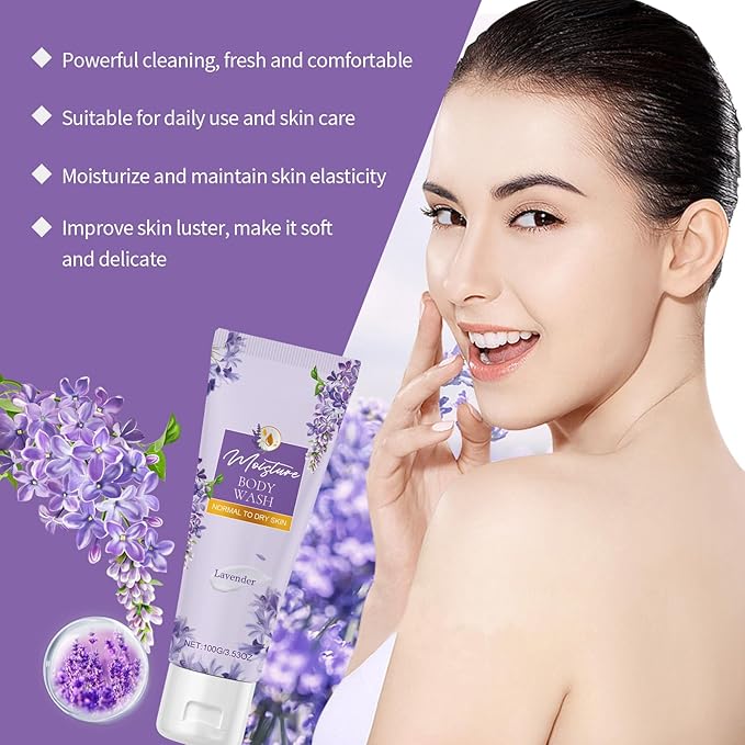 Moisturizing Body Wash, 24-Hour Odor Control, Removes Odor, Moisturizing Formula, Formulated Without SLS or Parabens, 3.38 FL.OZ (Lavender)