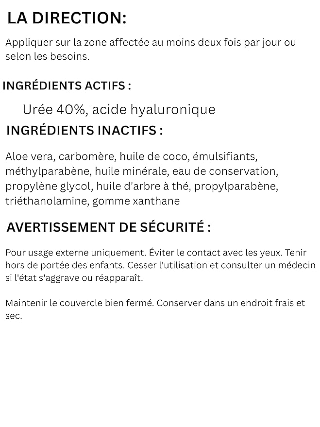 Urea 40% + 1% Hyaluronic Acid (4oz) | Softens Cracked Heels & Dry Skin Urea Cream 40 Percent for Feet Maximum Strength - Infused w/ Tea Tree & Coconut Oil | Callus & Corn Treatment | Made in USA