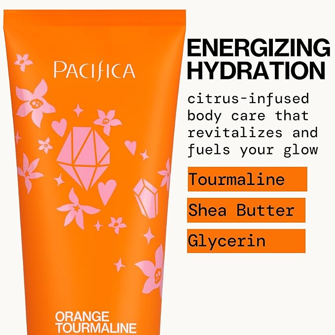 Pacifica Orange Tourmaline Body Butter – Super Hydrating Moisturizer for Dry Skin, Ultra-Rich Cream with Shea Butter & Vitamin E, Clean Beauty, Vegan, Cruelty-Free, Citrus Scent, 6 oz