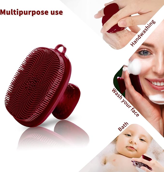 Silicone Face Scrubber for Men Facial Cleansing Brush Silicone Face Wash Brush Manual Waterproof Cleansing Skin Care Face Brushes for Cleansing and Exfoliating (red)