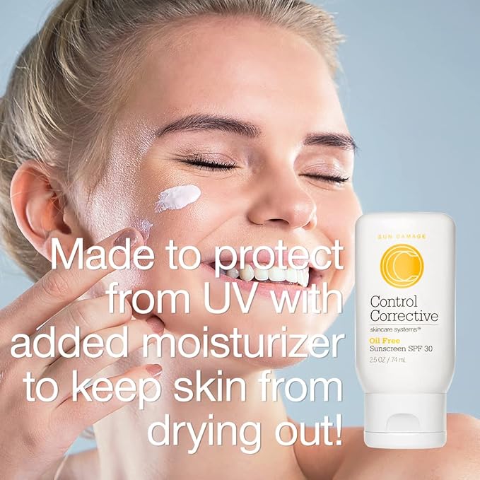 CONTROL CORRECTIVE Oil Free Sunscreen SPF 30 For Face & Neck, All Skin Types– Broad Spectrum UVA/UVB Protection + Lightweight Moisturizing Formula – 2.5 oz Non-Comedogenic