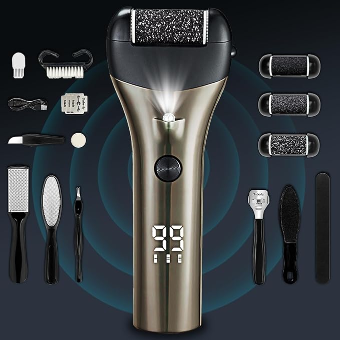 Foot Callus Remover, Rechargeable Electronic Foot File- Ideal Gift, Professional Pedicure Tools, Waterproof Foot Scrubber, Electric Pedicure Kit Feet Care for Dead Skin- Long Service Time