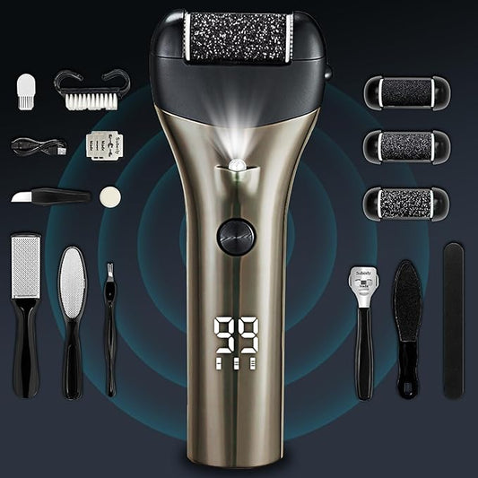 Foot Callus Remover, Rechargeable Electronic Foot File- Ideal Gift, Professional Pedicure Tools, Waterproof Foot Scrubber, Electric Pedicure Kit Feet Care for Dead Skin- Long Service Time